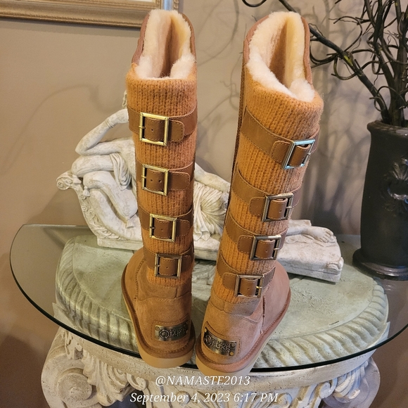 Australia Luxe Collective Spartan Tall Suede Shearling Moto Gladiator Boot #501 - Picture 15 of 15